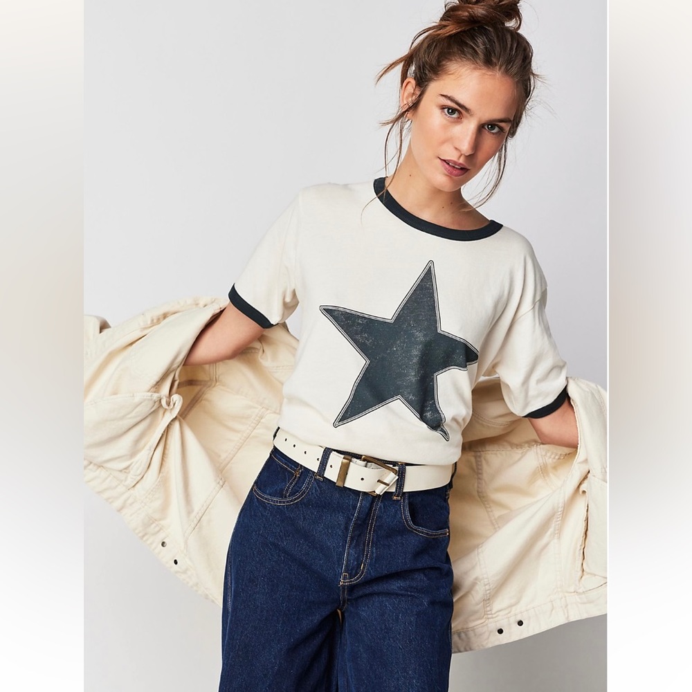 Free People Daydreamer Oversized Classic Ringer Star Tee